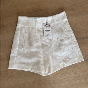 Zara Textured Elegant White Women's Shorts
